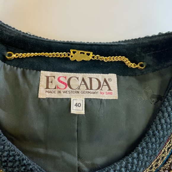 Vintage Escada Green Cotton Blazer Coat Jacket 40 - Picture 3 of 11